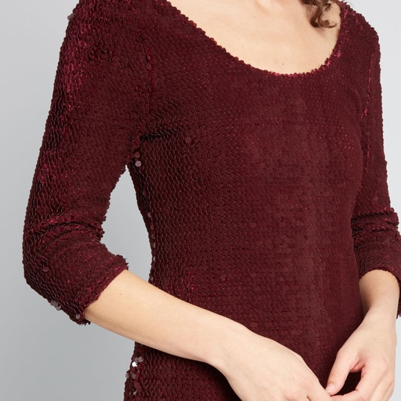 BB Dakota Velvet Sequin Sheath Dress - Boysenberry - Picture 3 of 3